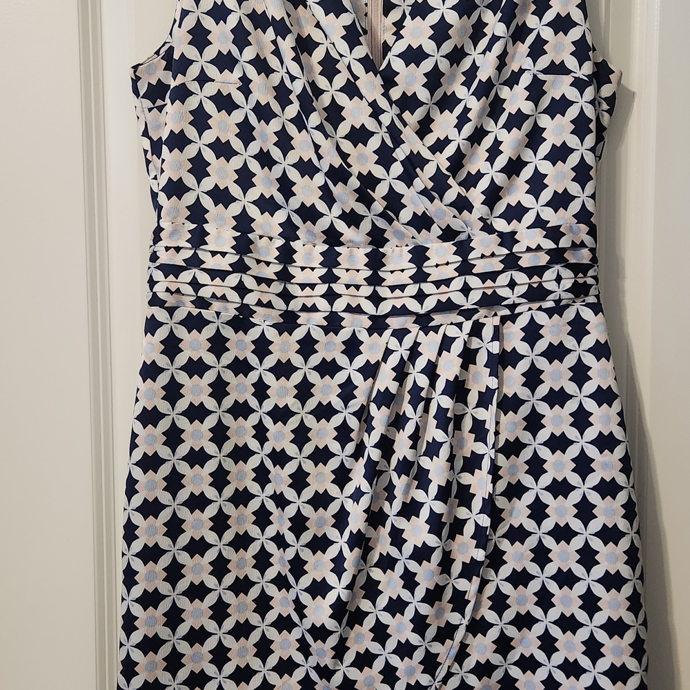 H&M Navy and White Geometric Midi Dress